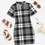 Thumbnail: Young Girl Summer Casual Short Sleeve Plaid & Printed Mini Mock-Neck Dress