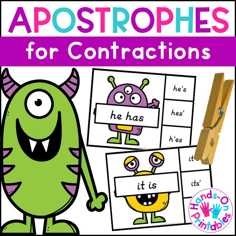 Apostrophes for Contractions Peg Cards