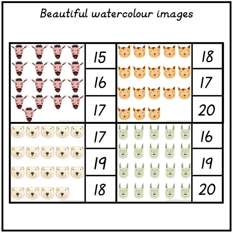 Thumbnail: Animal Peg Cards Counting to 20 Activity