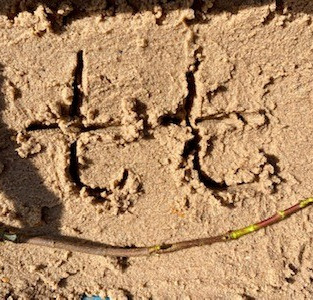 mark making in sand