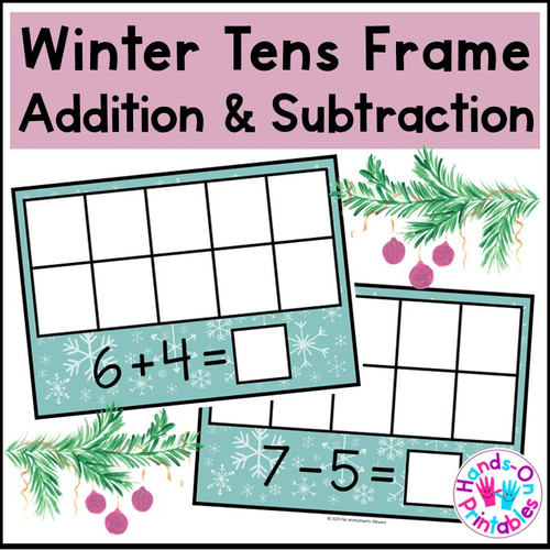 Winter Addition and Subtraction Within 10 Tens-Frame Mats | Hands-On ...