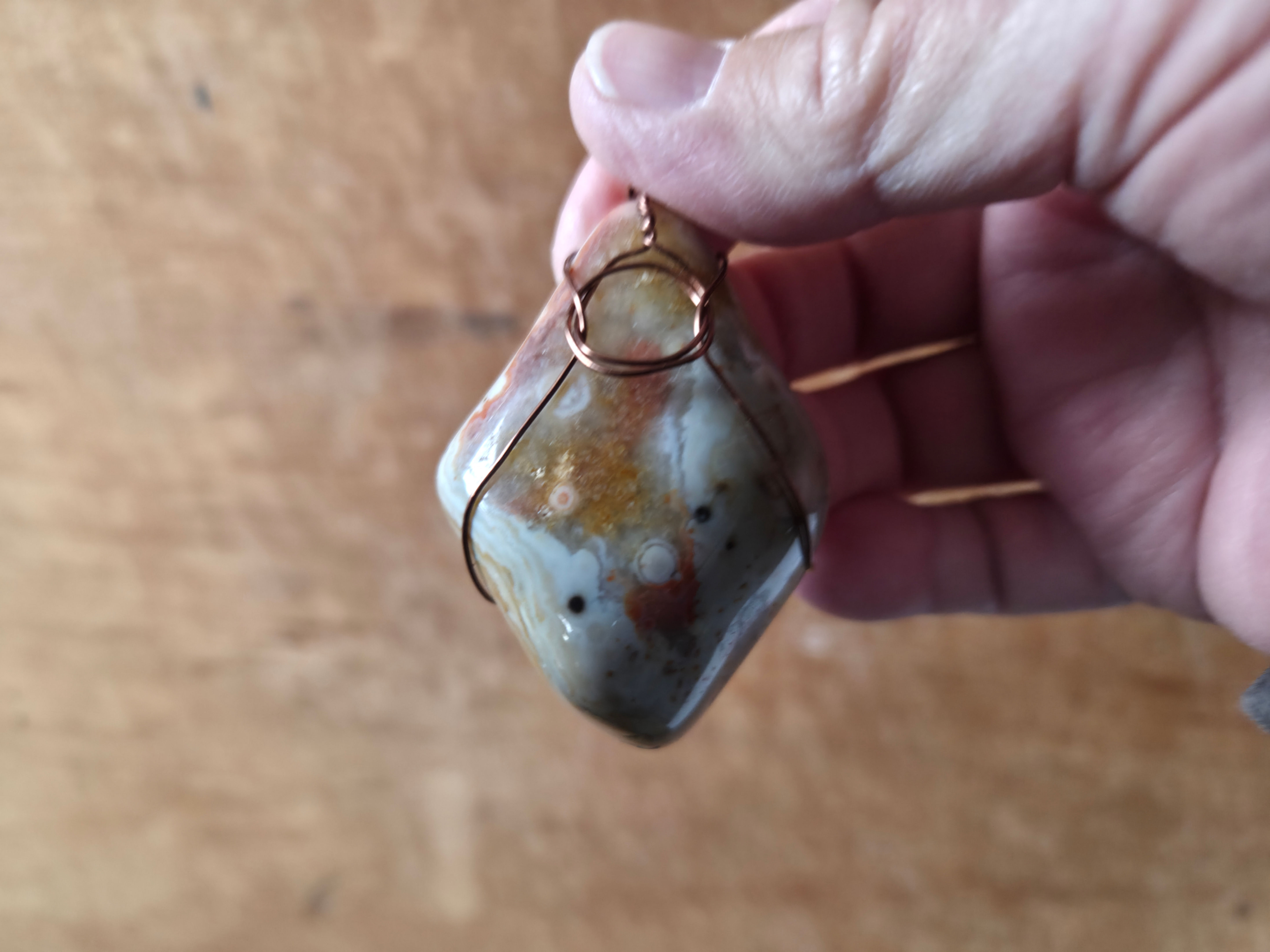 Wire Wrapped Ocean Jasper Cabochon Stone