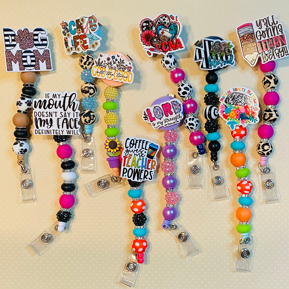 Custom Beaded Badge Reel with Silicone Focal Beads