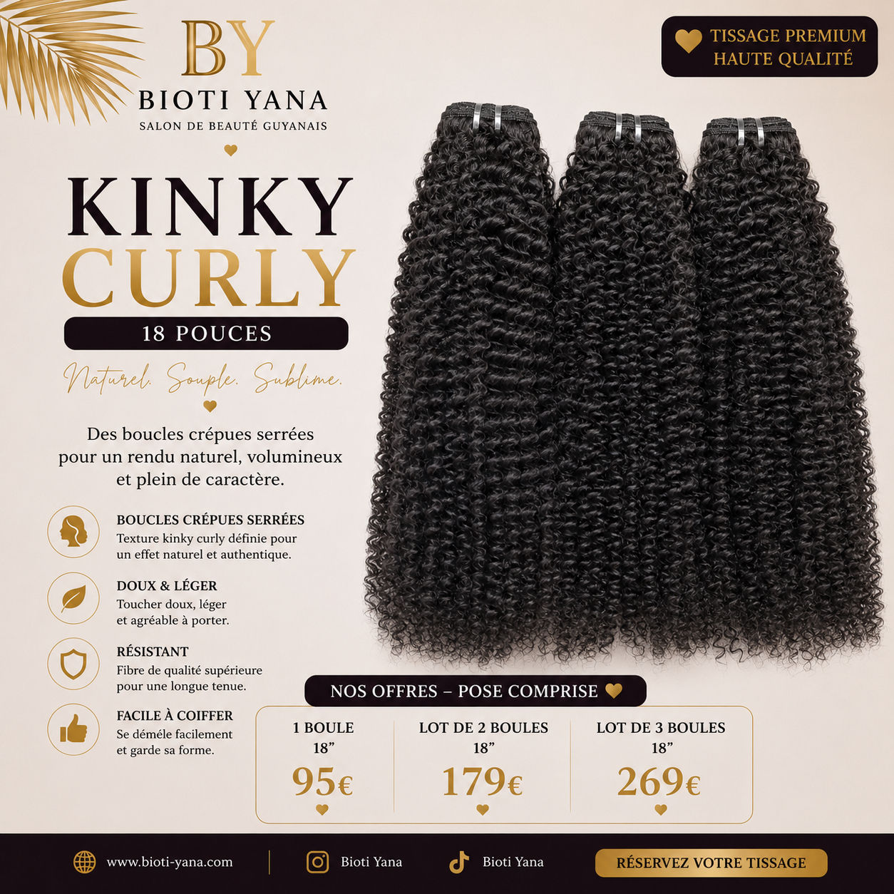 Tissage Kinky curly 18 pouces