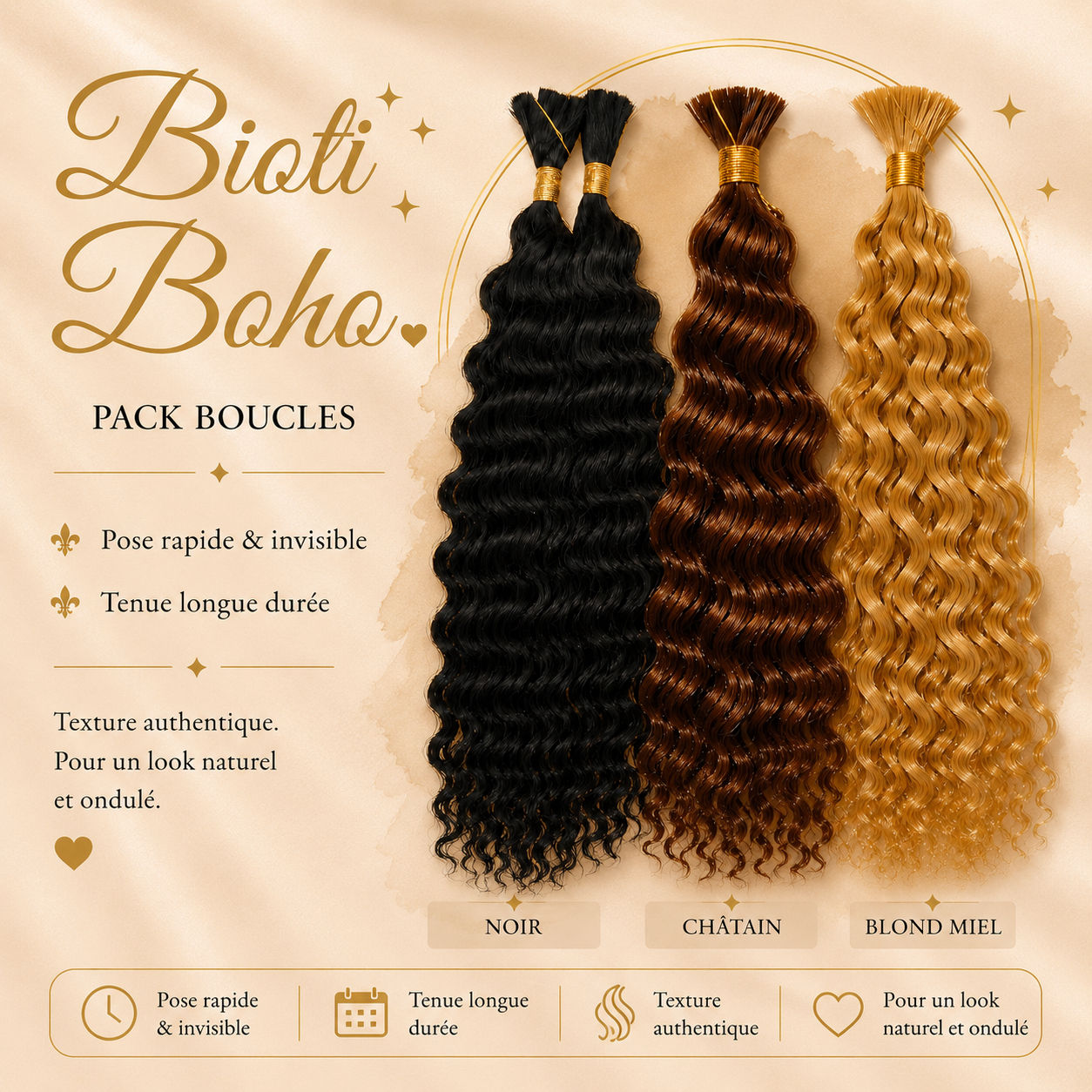 Pack Bioti Boho x2 (boucles naturelles) 24 pouces