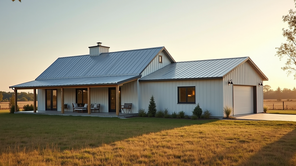 Eye-level view of a modern modular farmhouse exterior
