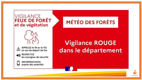 Risques d'incendie niveau "très élevé"