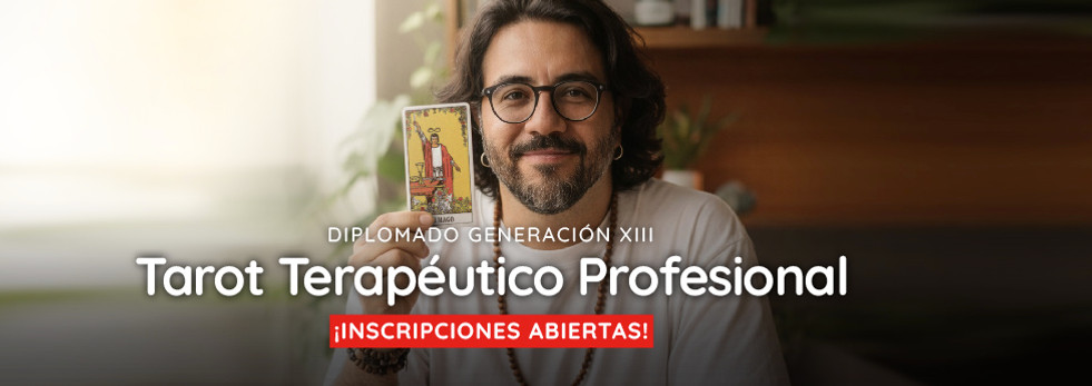 Diplomado en Tarot Terapéutico Profesional Generación XIII impartido por Mike Aryan, formación en línea enfocada en interpretación simbólica, práctica de lectura y acompañamiento terapéutico.