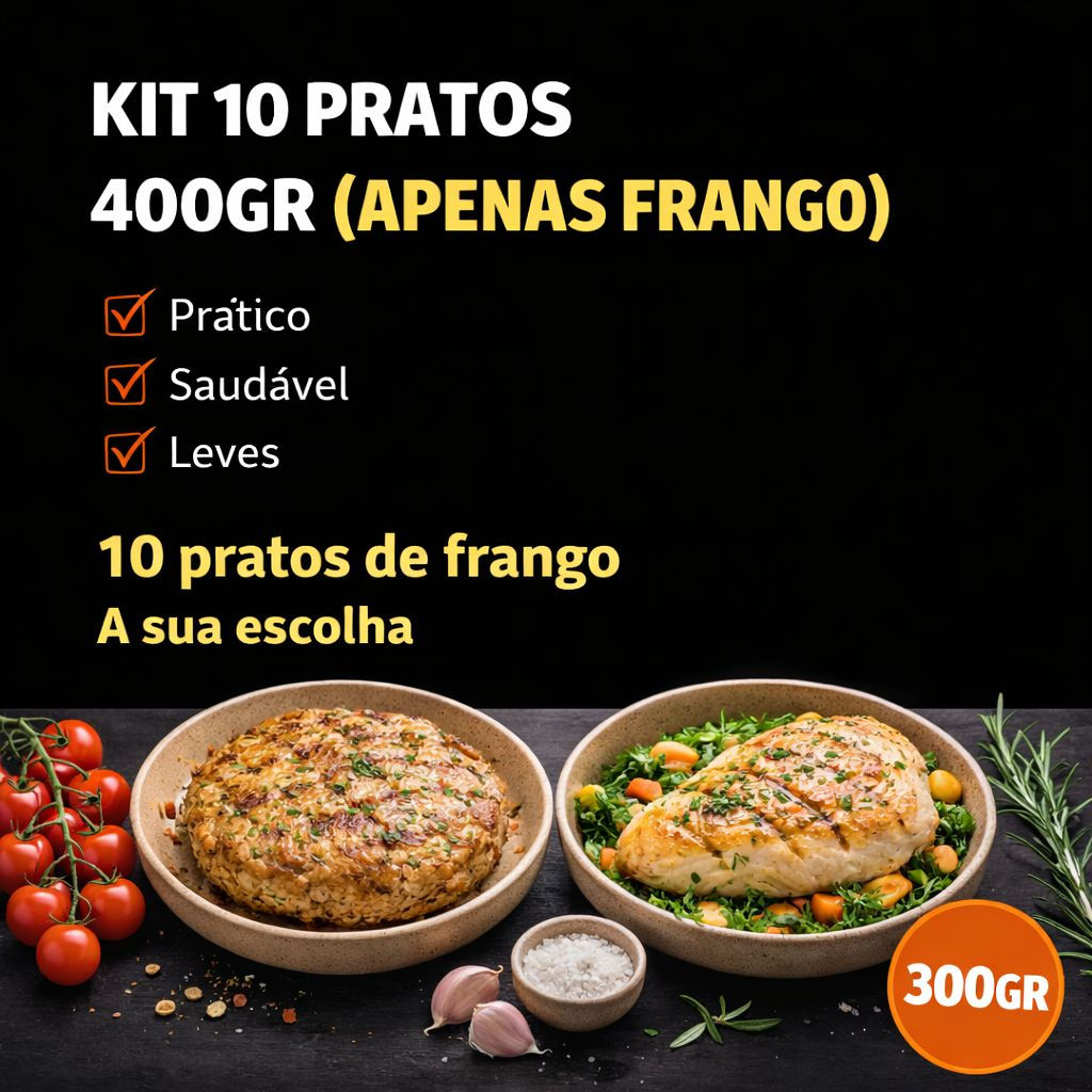KIT 10 Pratos APENAS FRANGO