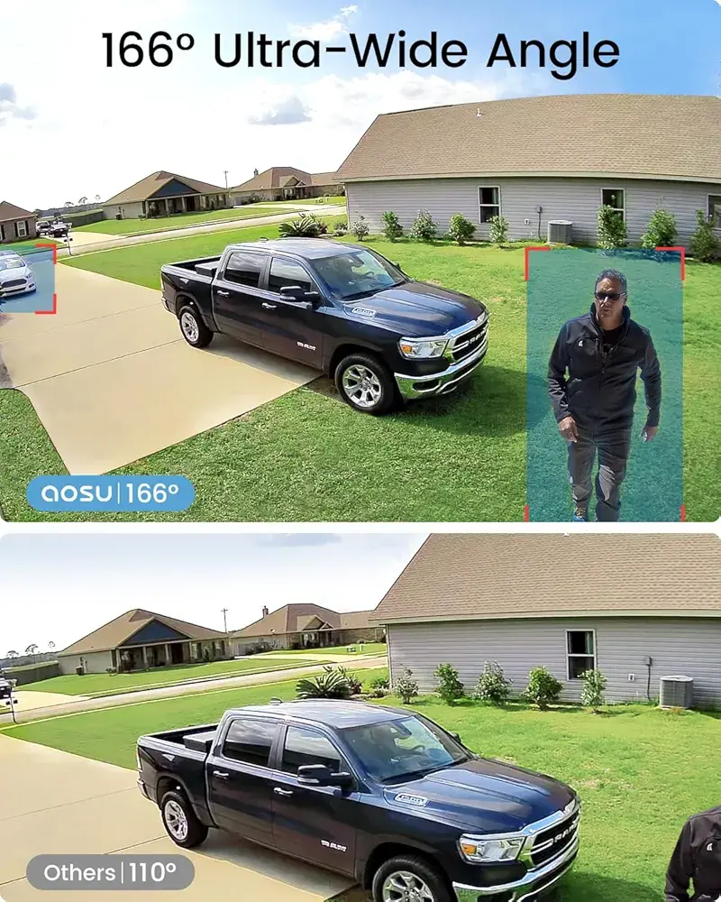 Thumbnail: Aosu 3K/5MP Solar Security Camera System, Ultra HD Video  4-Cam Kit