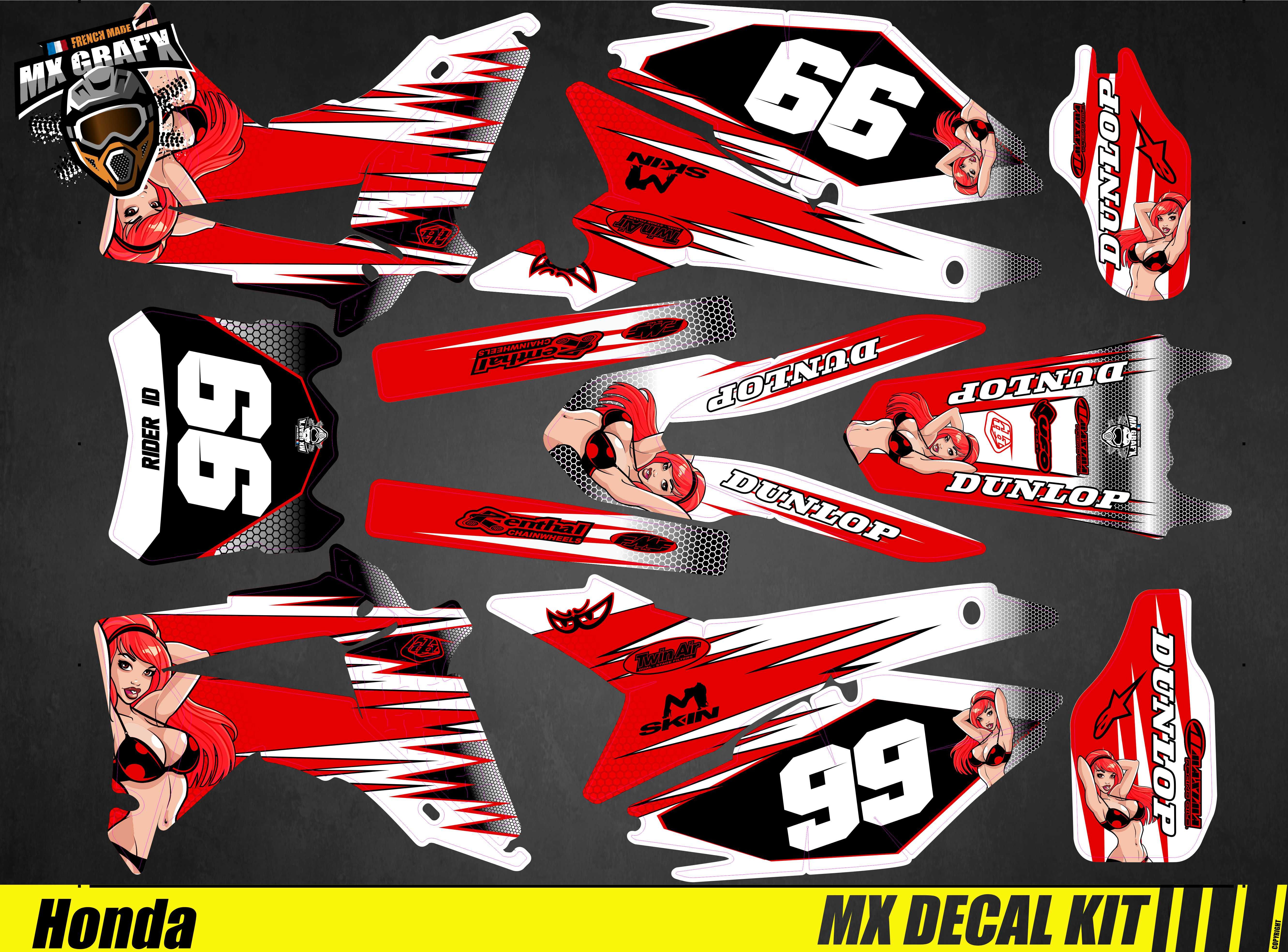Kit Déco Moto pour - Mx Decal Kit for Honda CR-CRF - Sexy