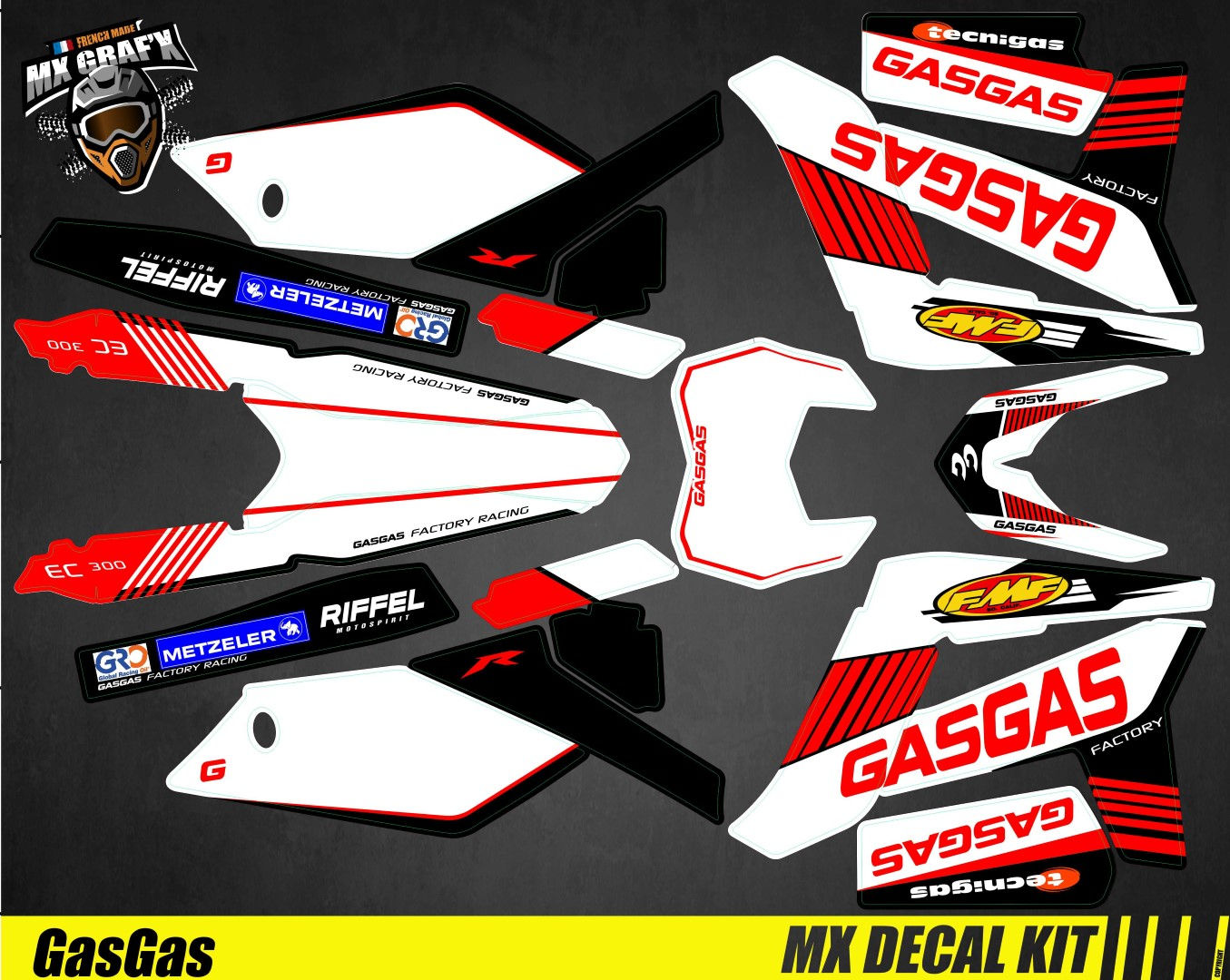 Kit Déco Moto pour - Mx Decal Kit for Gas Gas - Replica_Guillaume_2012