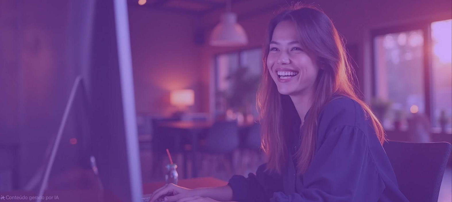 Banner do Terappia com mulher sorrindo em ambiente acolhedor com a frase “Saúde mental ao