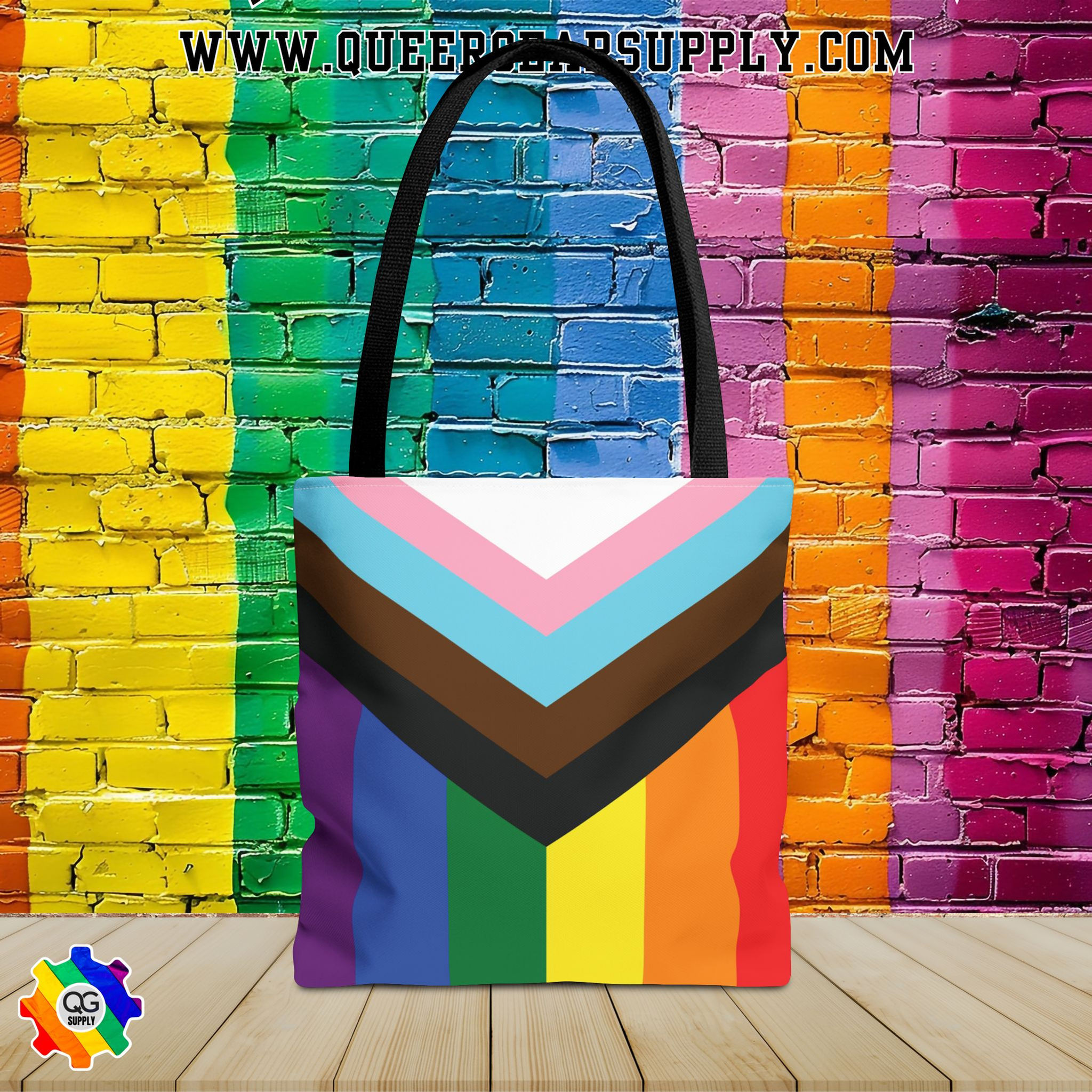 Progress Rainbow Flag Tote Bag, Pride Tote