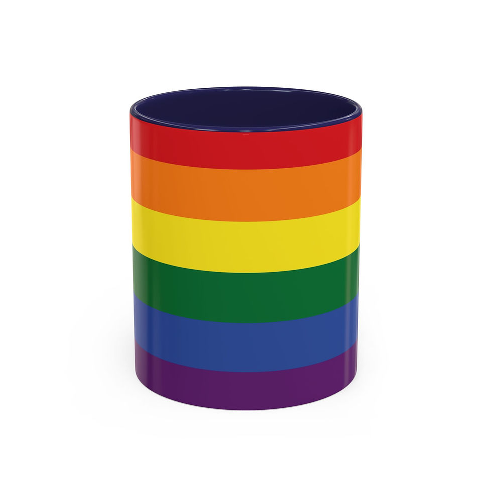 Thumbnail: Rainbow Pride Flag Accent Coffee Mug - Celebrate Love Always Wins