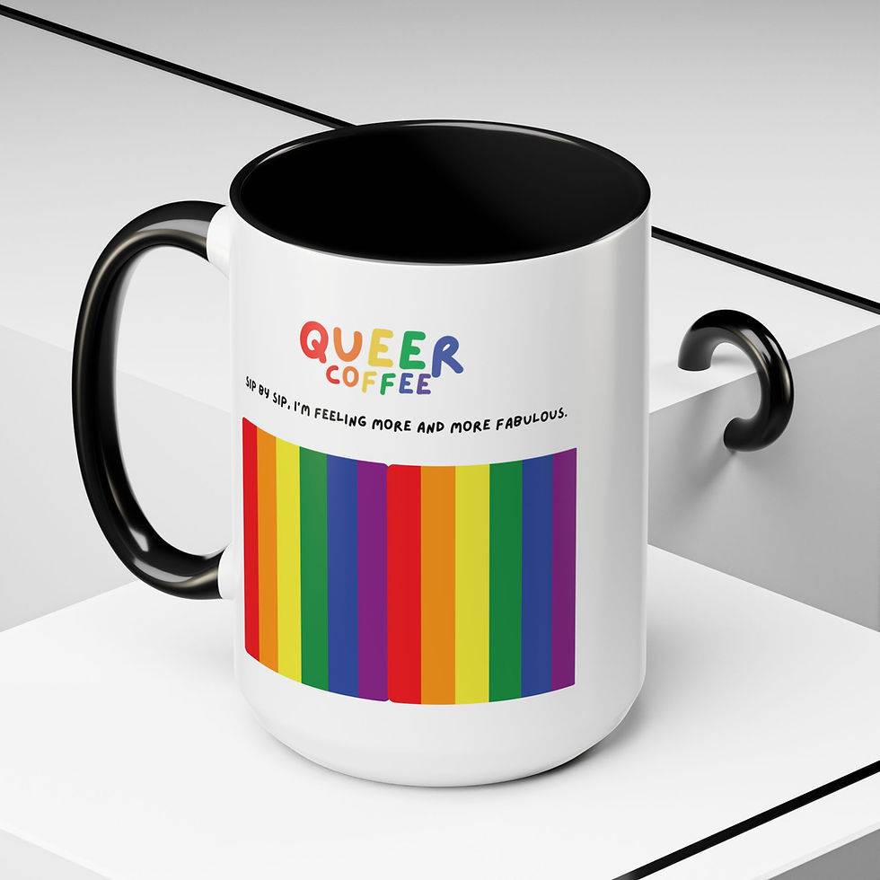 Thumbnail: Queer Coffee "Sip By Sip" Rainbow Pride 11/15oz Accent Coffee Mug