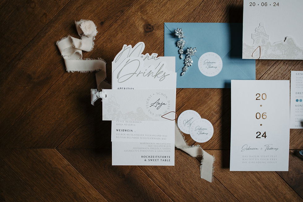 Hochzeitspapeterie individuell, Hochzeitseinladungen Design, Papeterie Steiermark, Menükarte Hochzeit, kreative Hochzeit,
