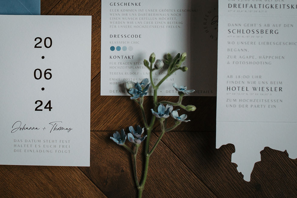 Hochzeitspapeterie individuell, Hochzeitseinladungen Design, Papeterie Steiermark, Menükarte Hochzeit, kreative Hochzeit,