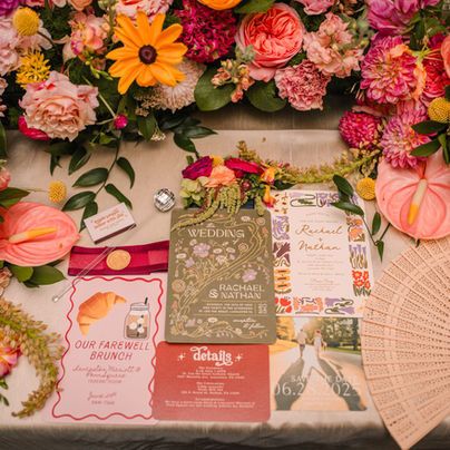 pink yellow and orange wedding flowers