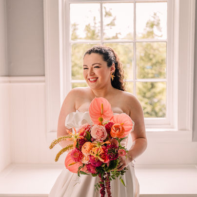 pink yellow and orange wedding flowers