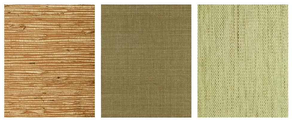 Samples of premium grasscloth and fabric wallpapers featuring organic fiber textures in neutral tones. Ideal for executive offices, luxury suites, and boutique interiors where visual depth and sophistication matter. Best suited for low-touch, low-moisture environments.