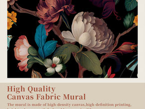 Floral wallpaper pattern with large-scale blossoms in muted tones for interior design.