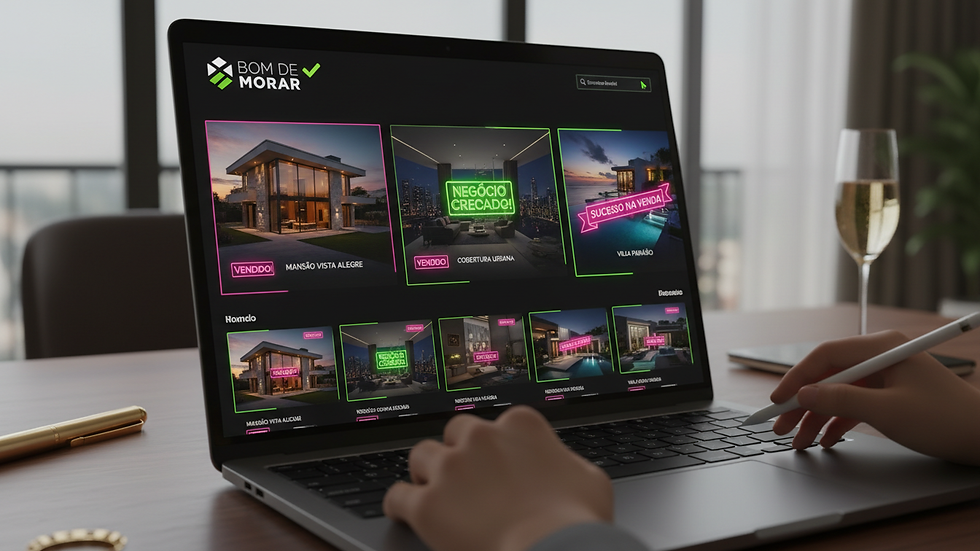 high angle view of laptop screen showing real estate listings