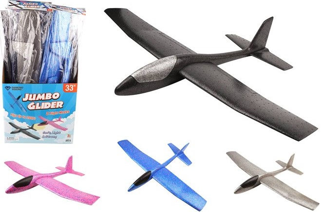 Jumbo Foam Gliders - 33" - Adjustable Elevators - Assorted Colors - Display