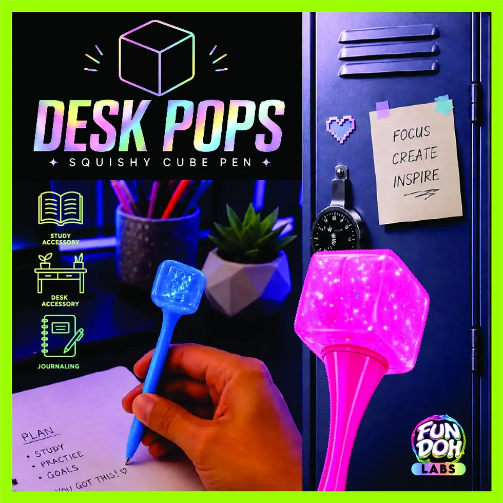 Thumbnail: FunDoh™ Desk Pops - Slow Release Mini Cube on Pen - 12 Sayings - Ships 9-7