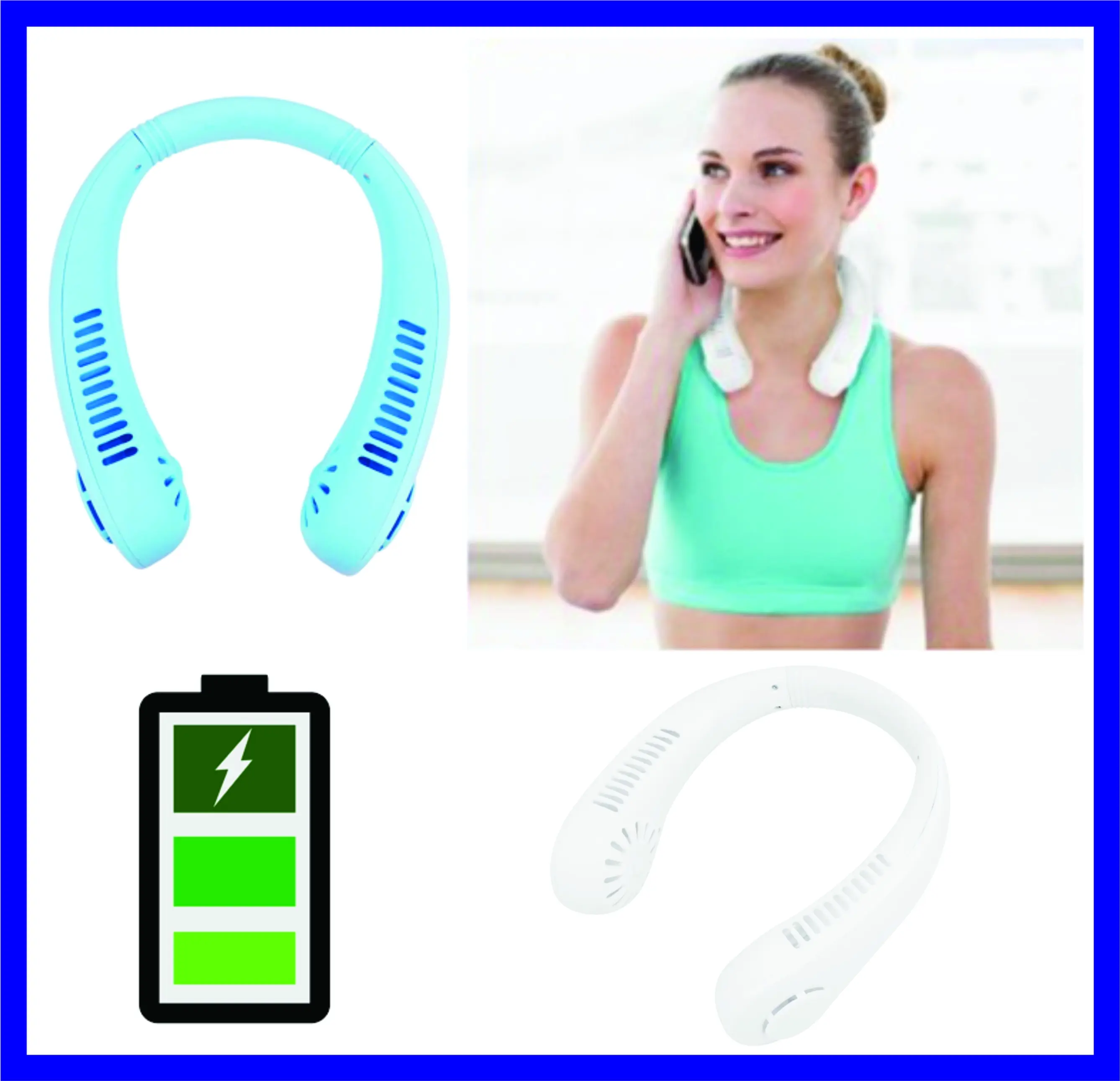 Diamond Visions™ Neck Fan - Rechargeable - USB Charging Cable Included - Display