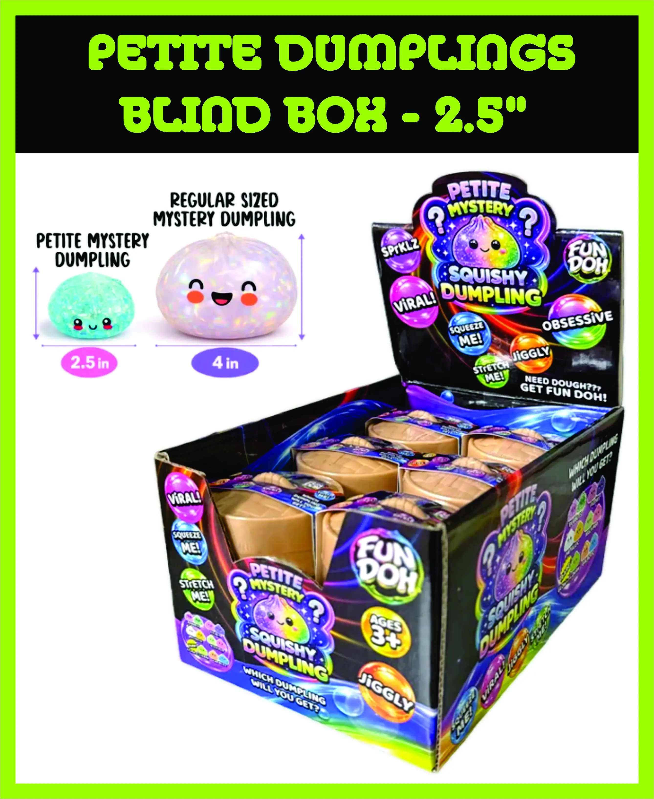 FunDoh™ 2.5" Petite Mystery Squishy Dumplings - Blind Box - Displays of 12