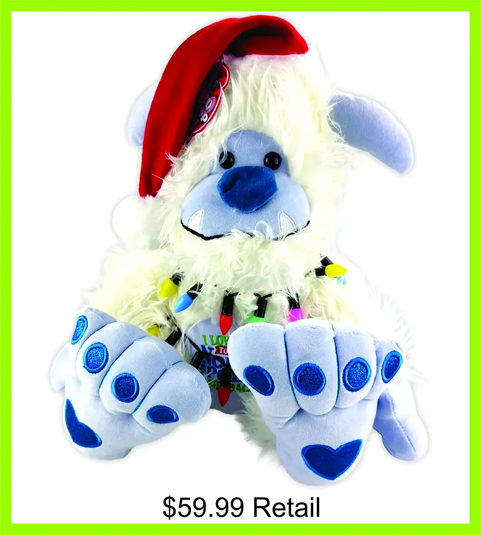 Jumbo 11” Plush Snow Yeti - Light Up Christmas Light Necklace - Soft & Cuddly