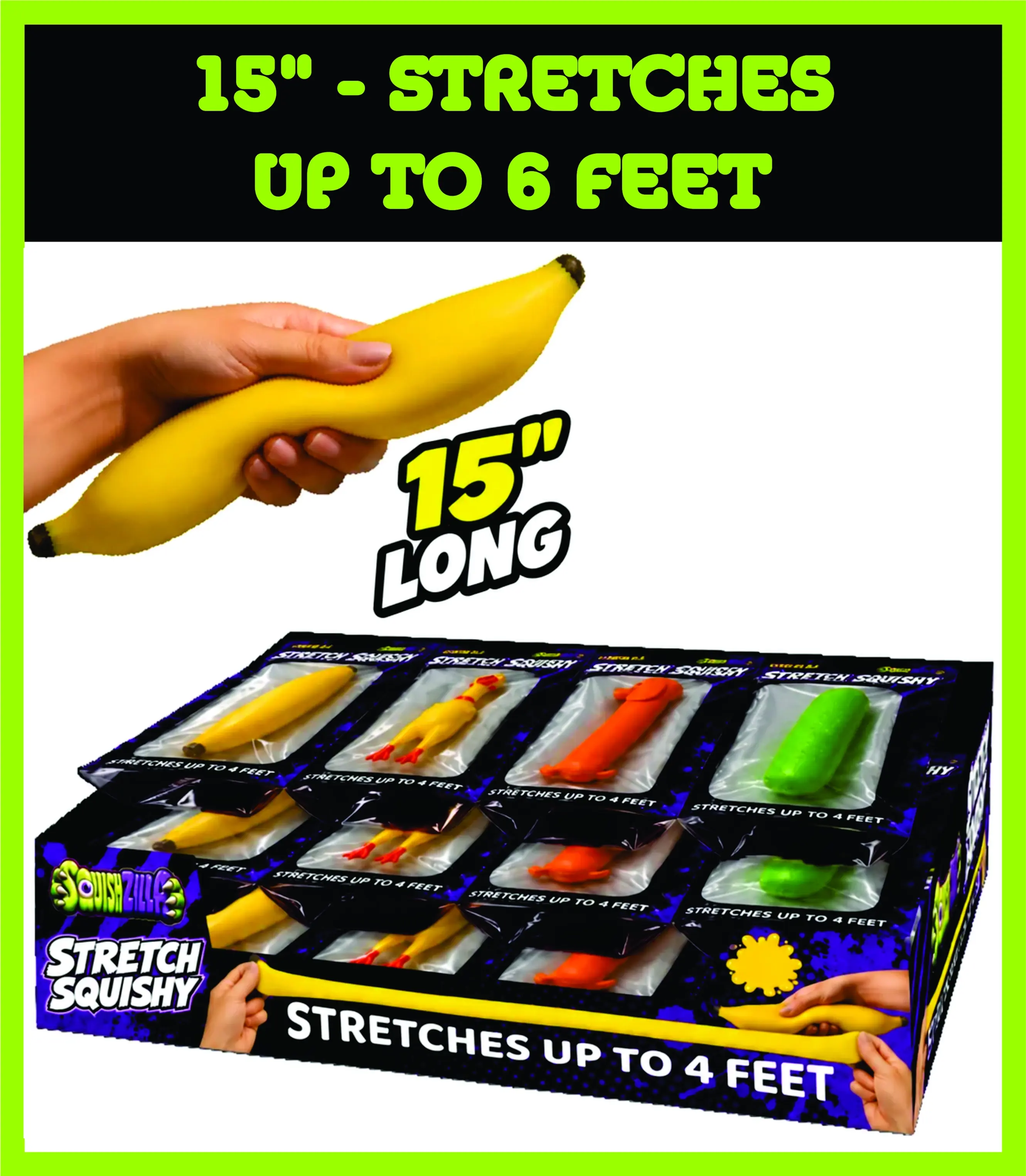 Squishzilla™ by FunDoh™ Stretch Squishy - Stretches up to 4 Feet- Displays of 12