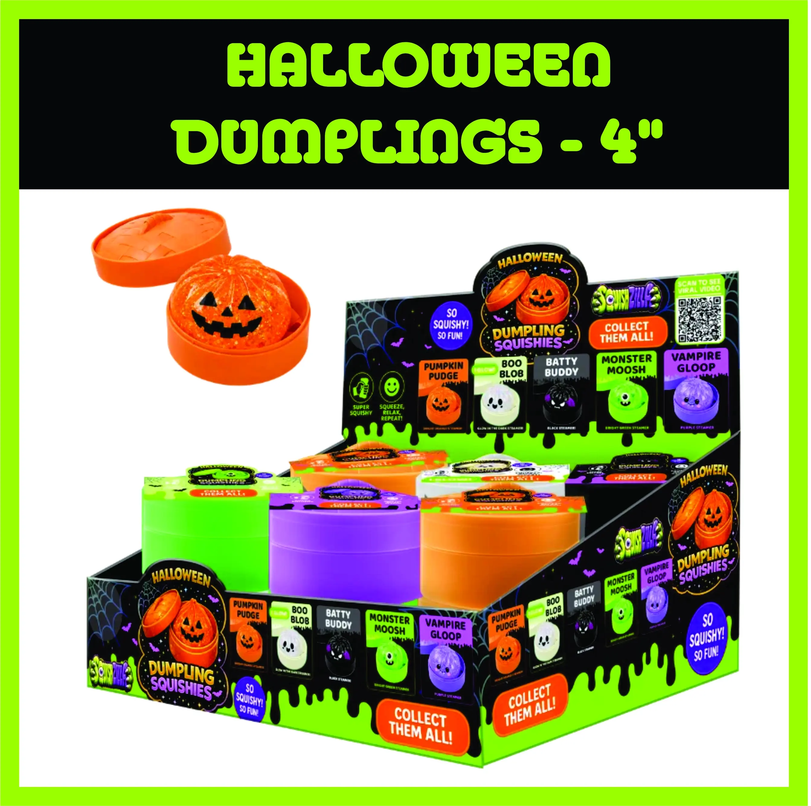 Squishzilla™ by FunDoh™ Halloween Dumplings - 5 Characters - Displays of 12