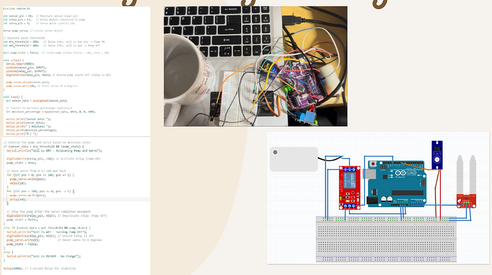 Figure 20: Photo of code, physical wiring setup and schematic circuit diagram