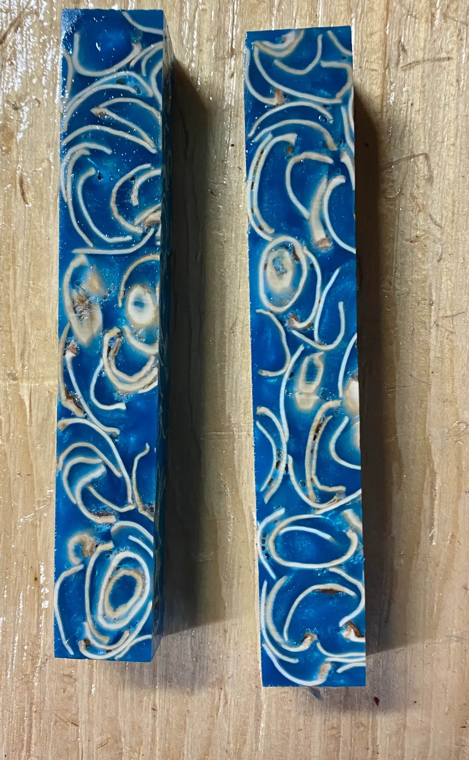 Turquoise resin Pen blank with Pistachios nut shells