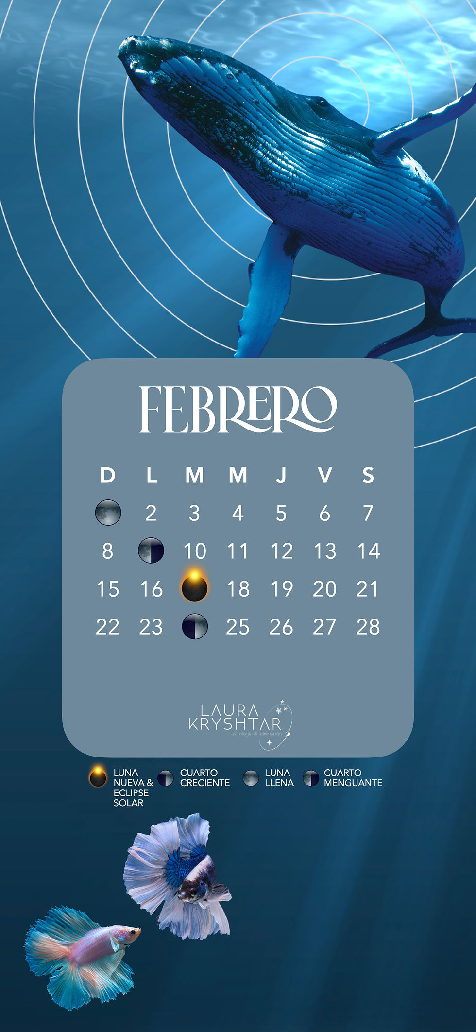 Oprime en la imagen para descargarla gratis. Calendario Lunar de junio 2025 por Laura Kryshtar. Úsala como fondo de pantalla de tu celular.