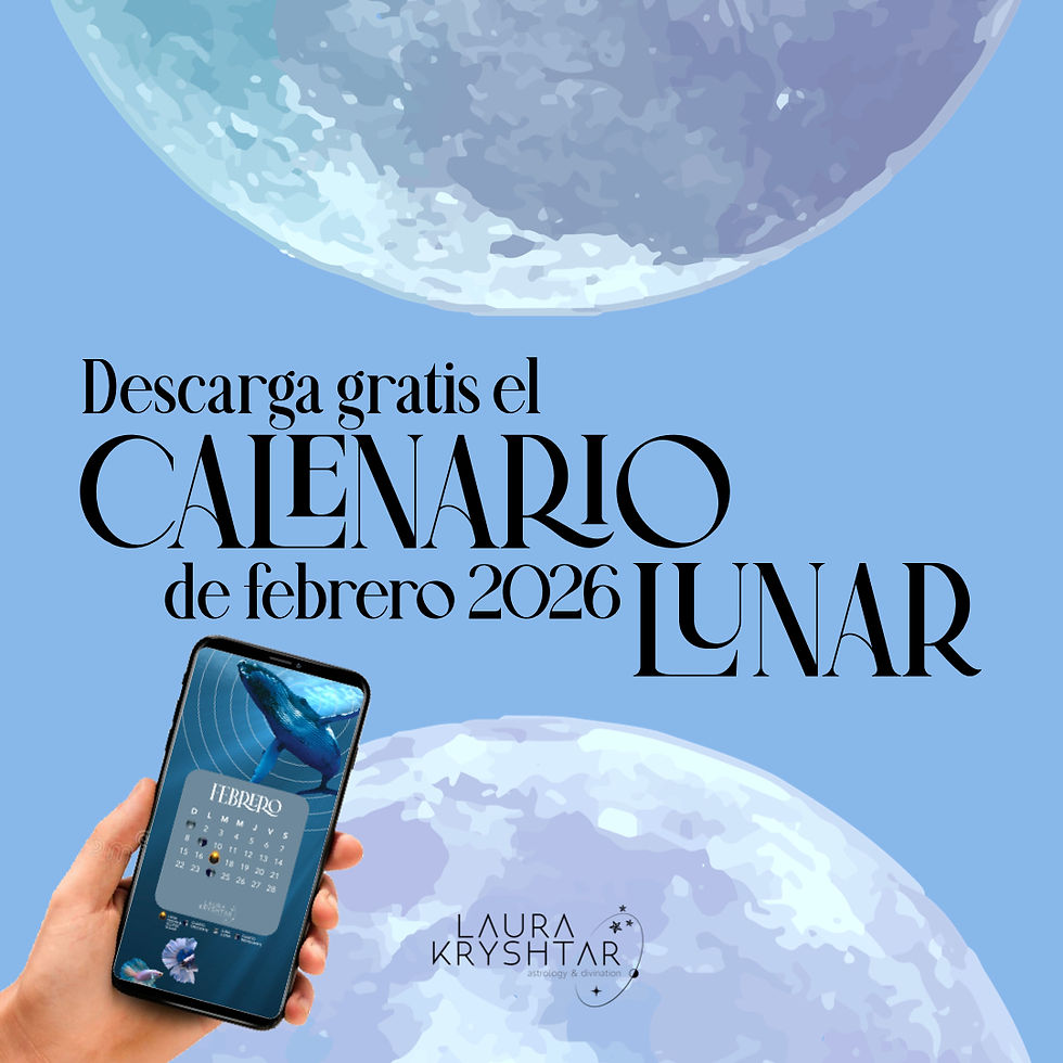 Portada del blog que dice en letras negras: Descarga el Calendario Lunar de enero 2026. Una mano sostiene un celular con el calendario lunar de enero 2026 como fondo de pantalla. En el fondo se ve la luna de colores violetas y azules con trasfondo gris.
