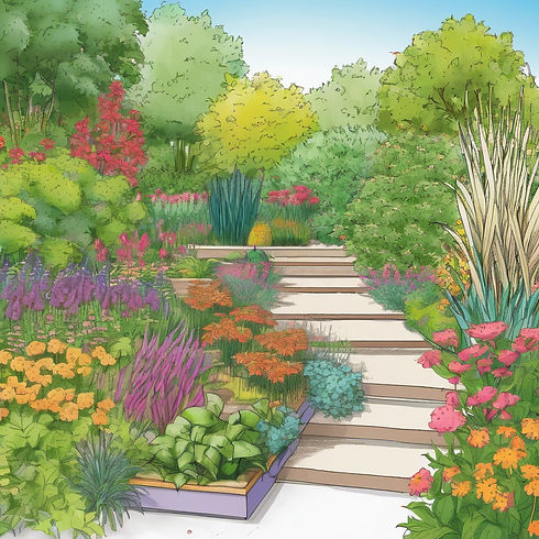 planting plans in technical drawing format with lot of colourful plants.jpg