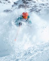 skier in deep snow
