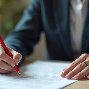 Person editing an essay