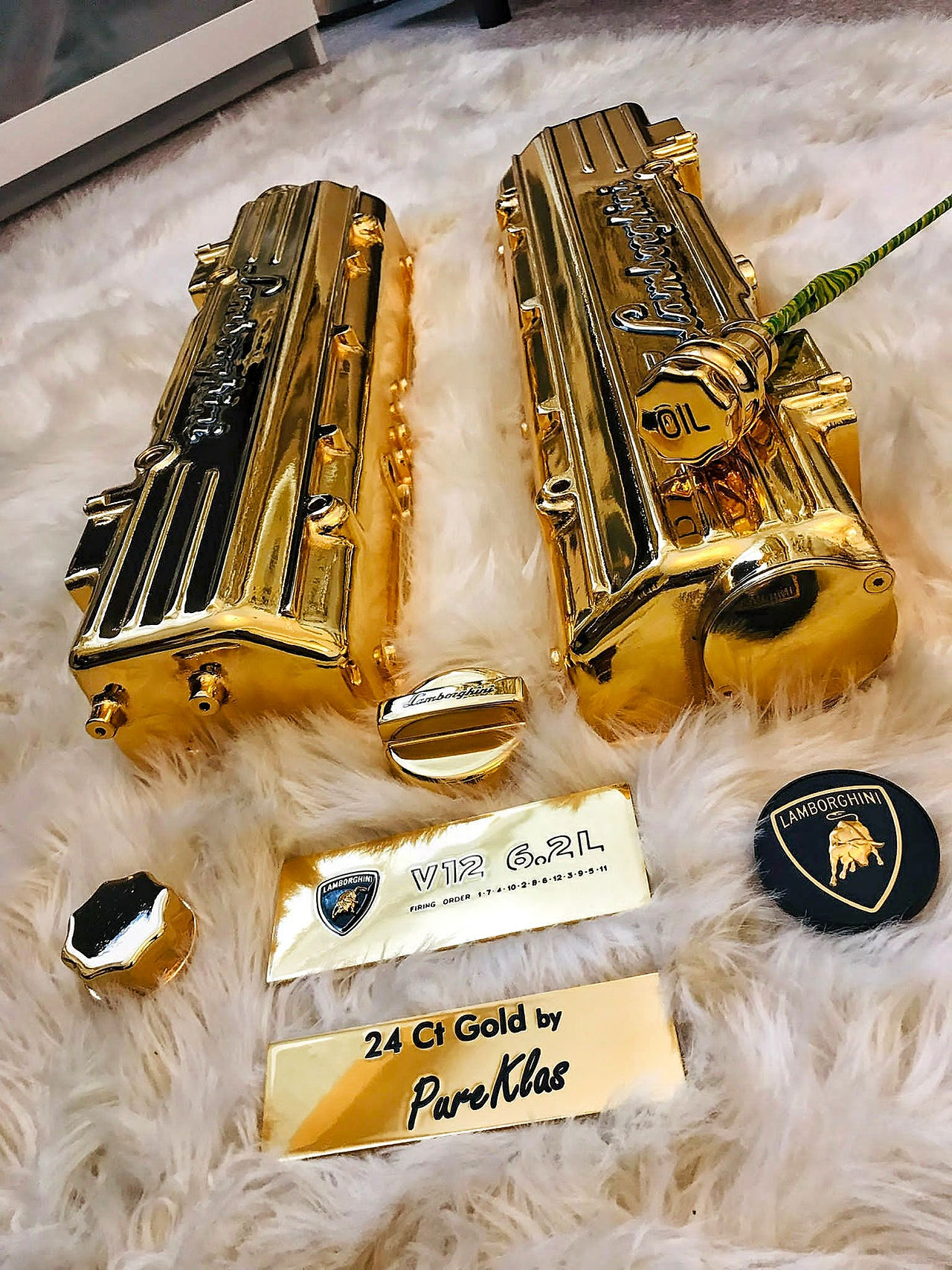  lamborghini murcielago components finished in 24ct gold by pureklas 07861718348