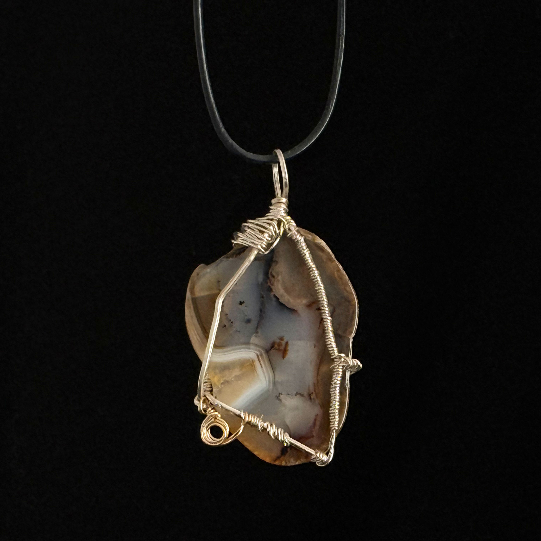 Wire Montana Moss Agate Slice Pendant