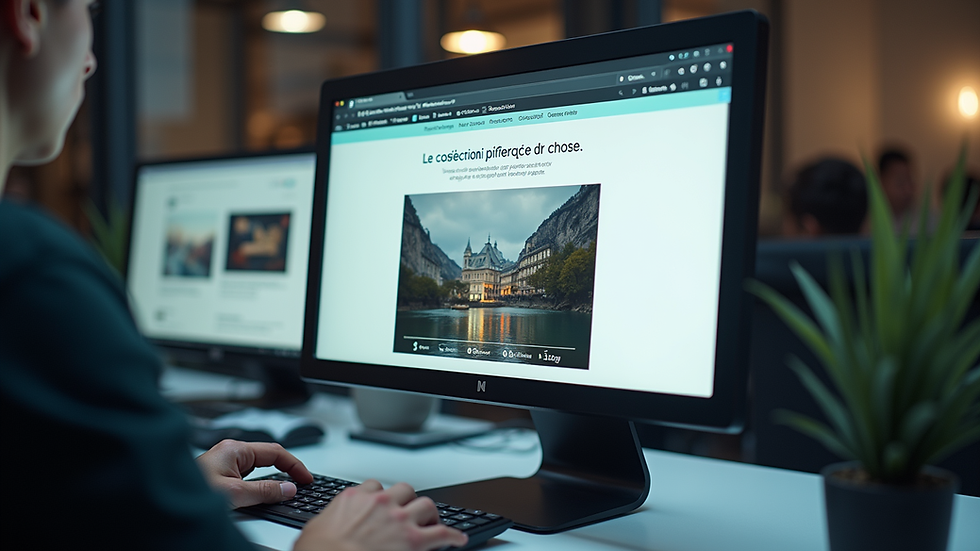 Vue en plongée d’un écran d’ordinateur affichant une page web avec une vidéo intégrée