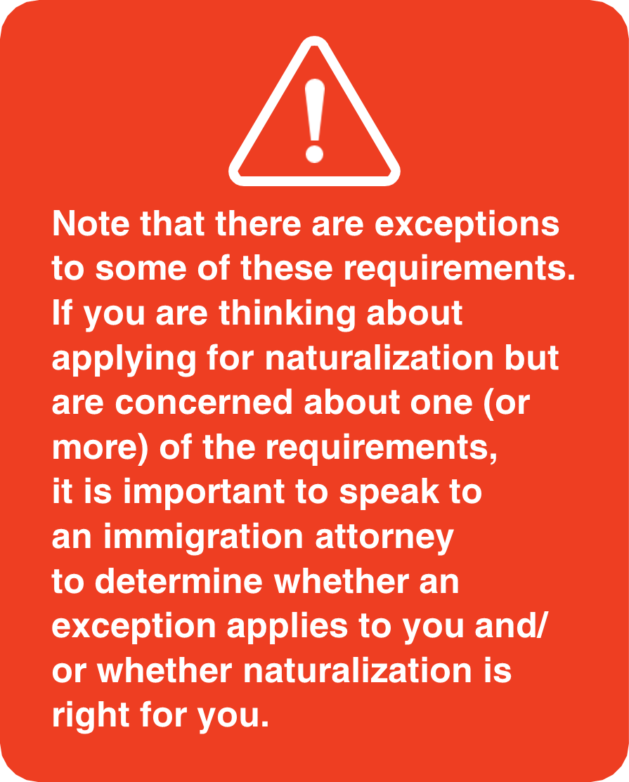 There are exceptions to these naturalization requirements