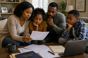 Family discussing immigration case and hardship evidence for Form I-212 application