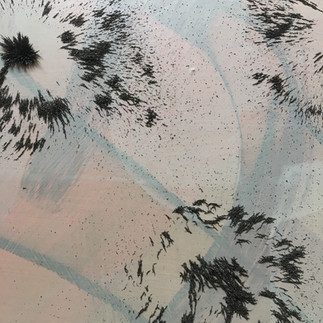 Iron filings and acrylic paint on Rockstock paper, May 2021.