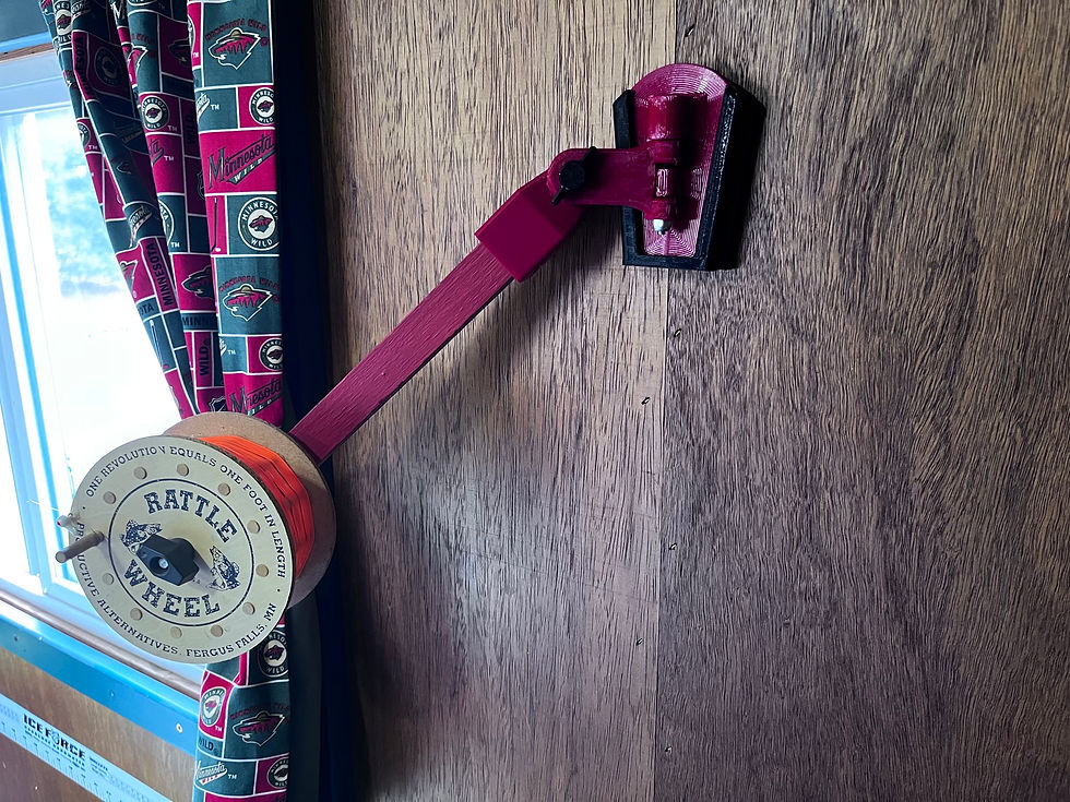 Thumbnail: Deluxe rattle reel swivel mount! For wood rattles but can be customized.