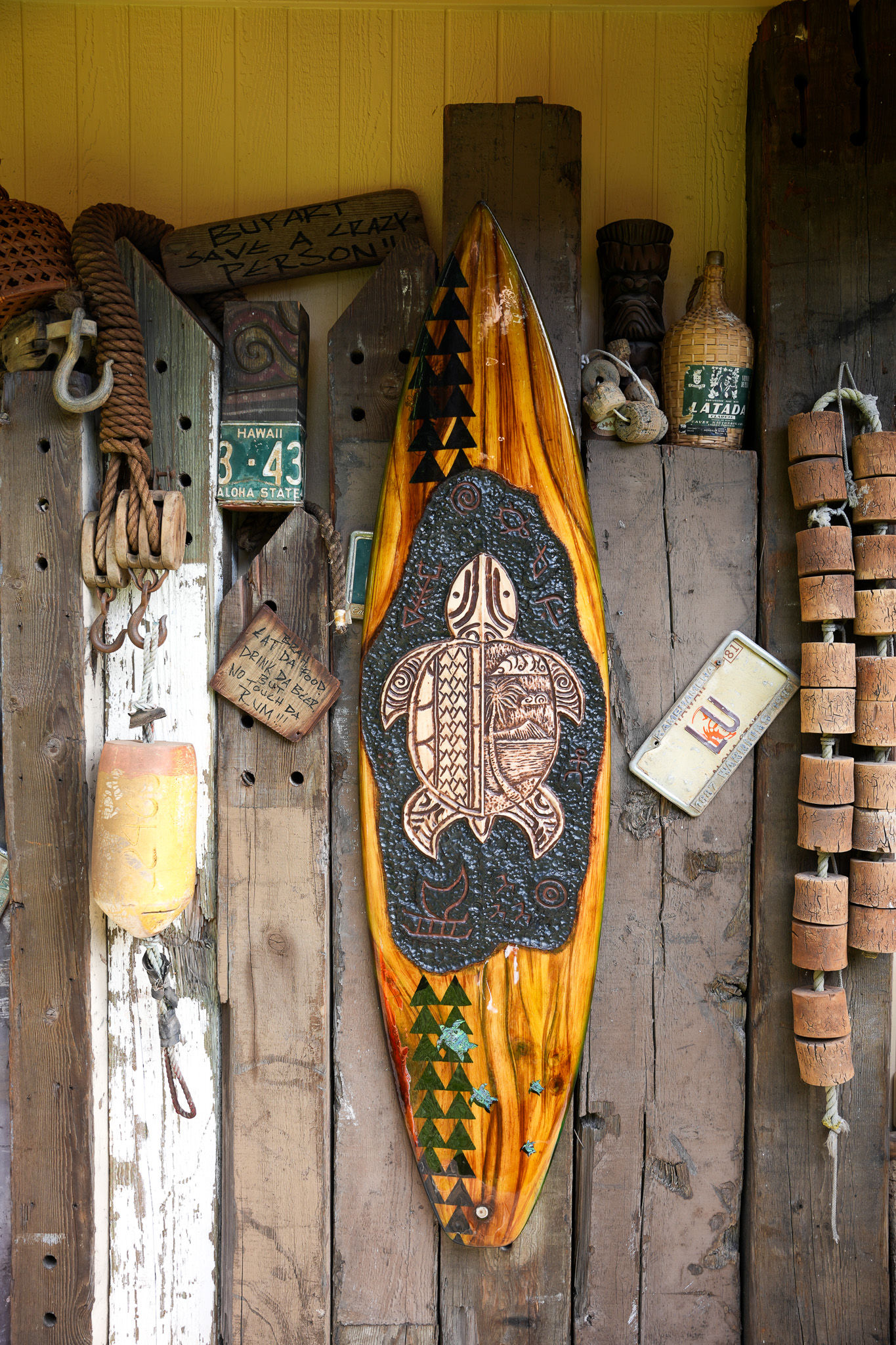 Waikiki Travis Matthew Honu Carved Surfboard 🛑 SOLD