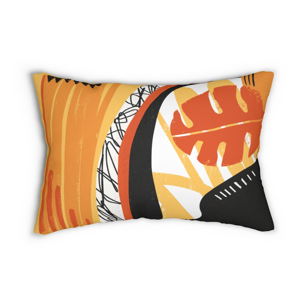 Large Print Leaf Lumbar Pillow